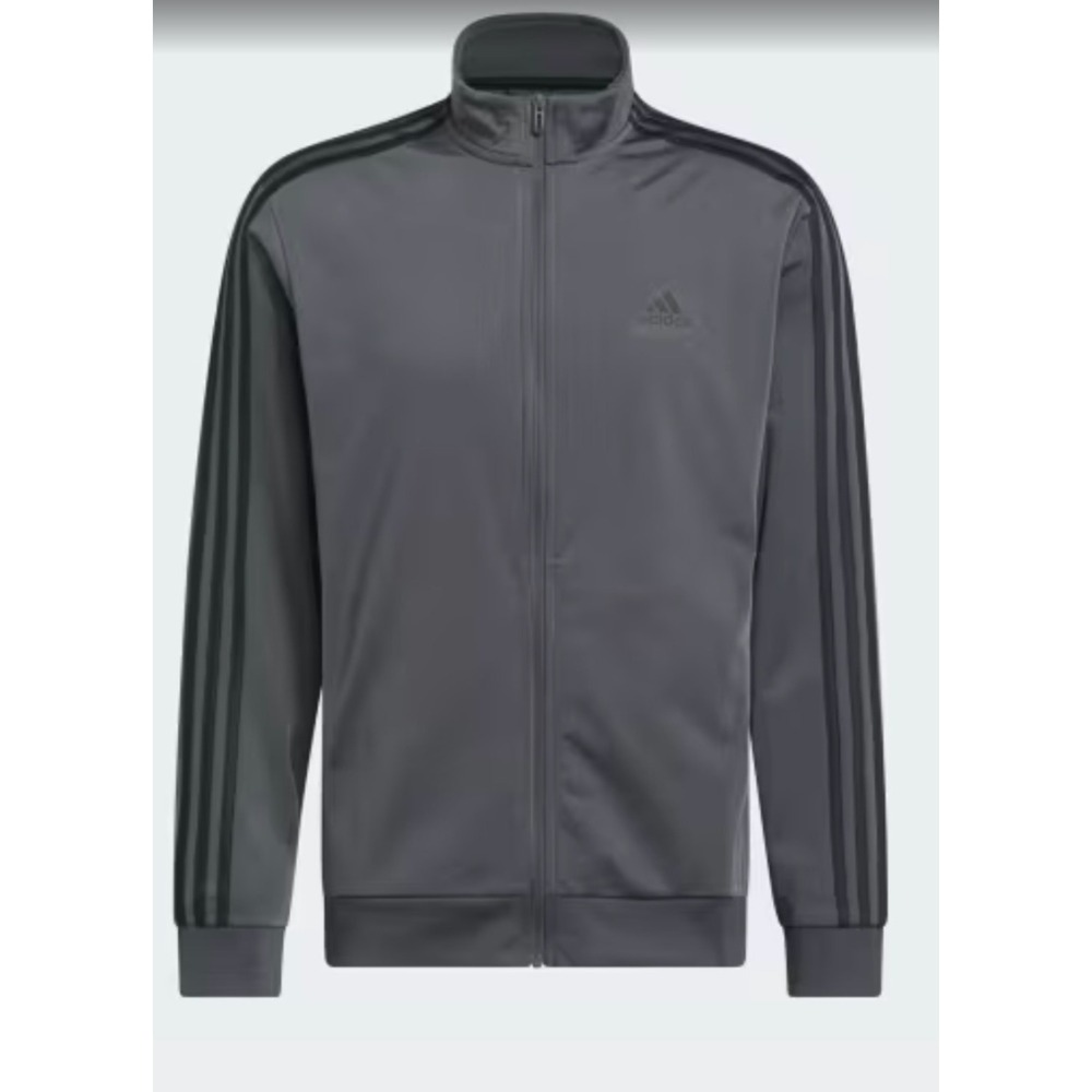 Adidas 3-Stripes Tricot Track Jacket Mens Large Gray Full Zip  Athleisure Sport